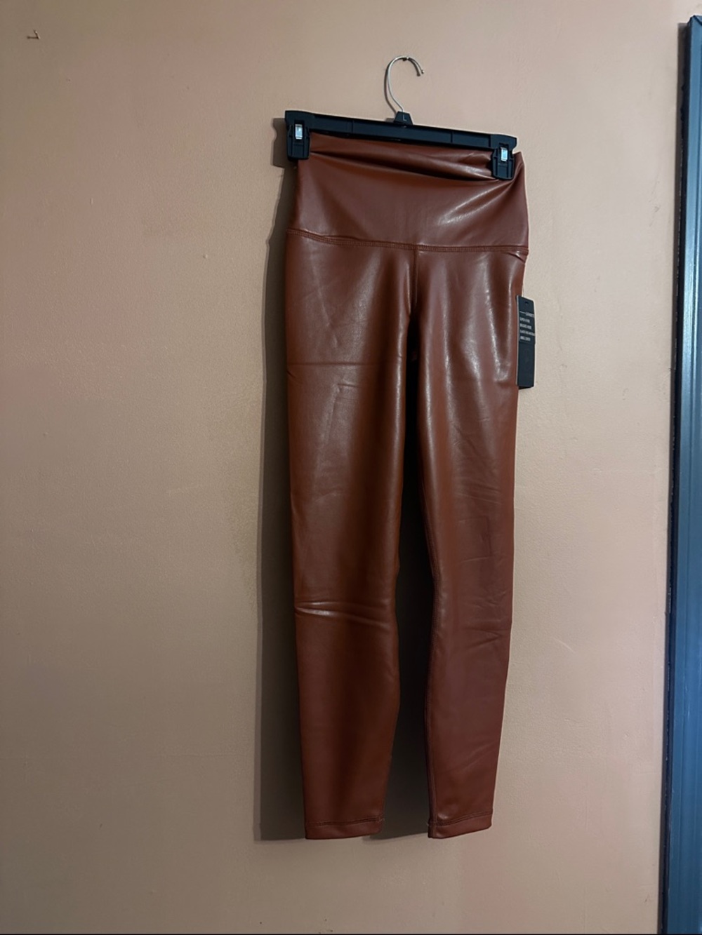 90 Degree Reglex Faux Leather Leggings - Cognac Brown